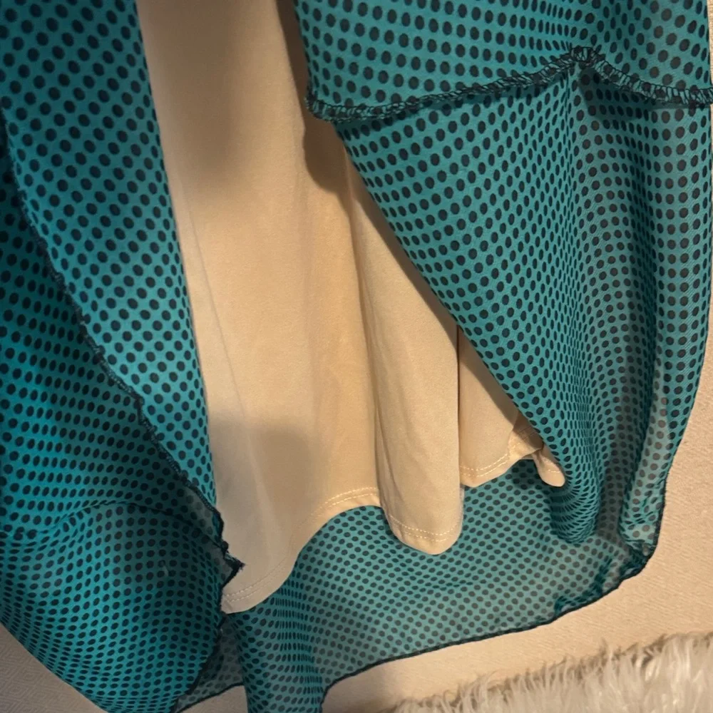 LuLaRoe Teal and Black Polka Dot Midi Skirt